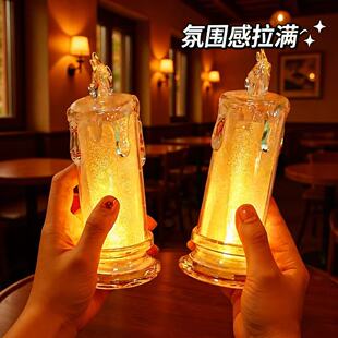透明流泪蜡烛灯蜡烛床头灯LE不插电仿真小夜灯仿真蜡烛灯