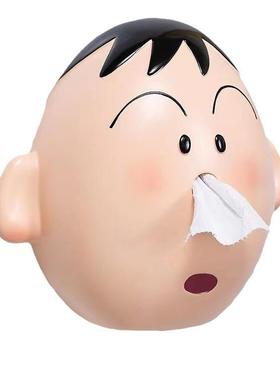 阿呆纸巾盒壁挂式免打孔创意可爱卡通卫生间厕所抽纸盒客厅卷纸筒