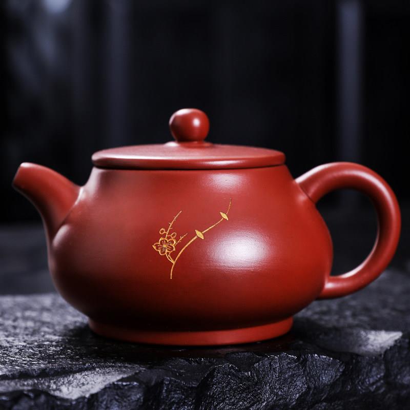 紫砂茶壶石瓢壶梅花壶朱泥仿古德锺壶刻绘描金西施壶龙蛋小泡茶壶