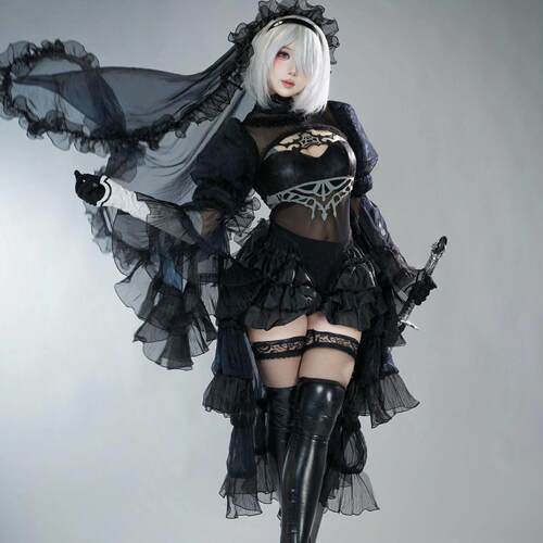 尼尔机械纪元cos 2B黑婚纱花嫁cosplay二次元游戏C服女 cos服