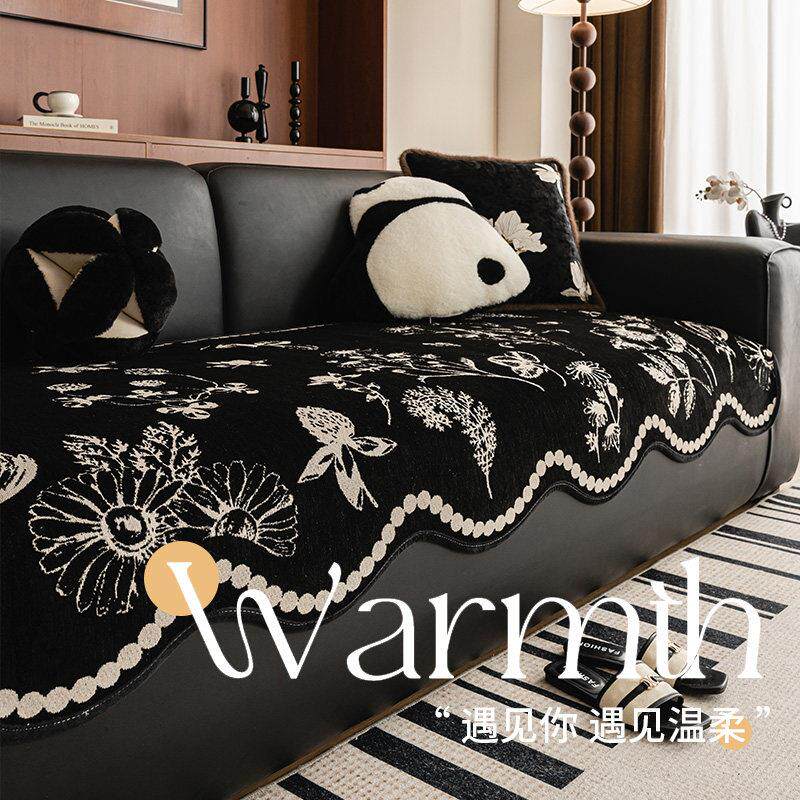 法式高级感覆古异形沙发垫四季通用2025皮沙发坐垫直排沙发盖布巾