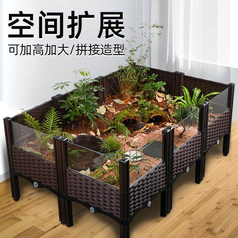 黄缘龟专用饲养箱安缘半水龟生态造景绿植阳台龟缸带水盆加高超大