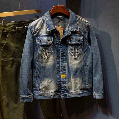 American Vintage Denim Jacket For Men Spring & Autumn Retro