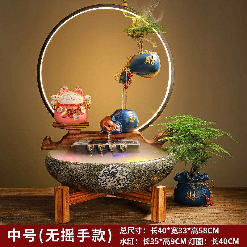 自开业送礼电动摇手招财猫店铺收银台横幅风水轮装饰家居摆件