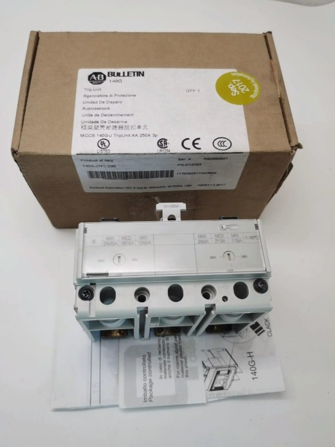 140G-JTF3-D25全新原装A-B罗克韦尔框架塑壳断路