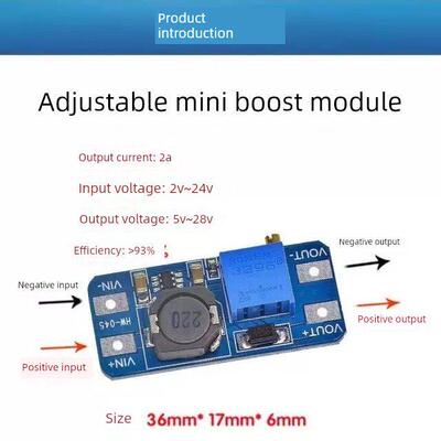 Dc-Dc升压模块2A升压板输入3V/5V升级5V/9V/12V/24V可调Mt3608