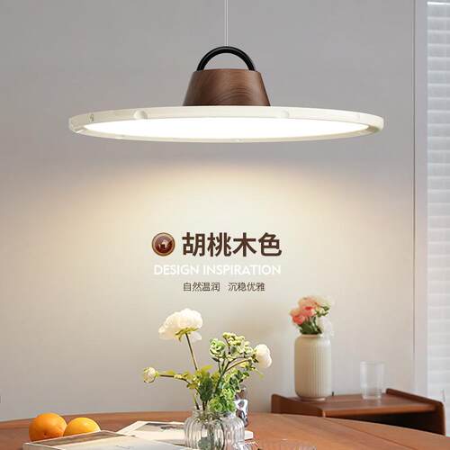 中古风创意吧台饭厅设计师2025新款简约餐厅吊灯胡桃木色床头吊灯