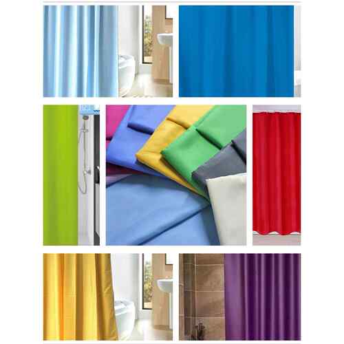 高品质出口素色涤布浴帘单色/纯色隔断帘180*200，带铅垂和挂钩