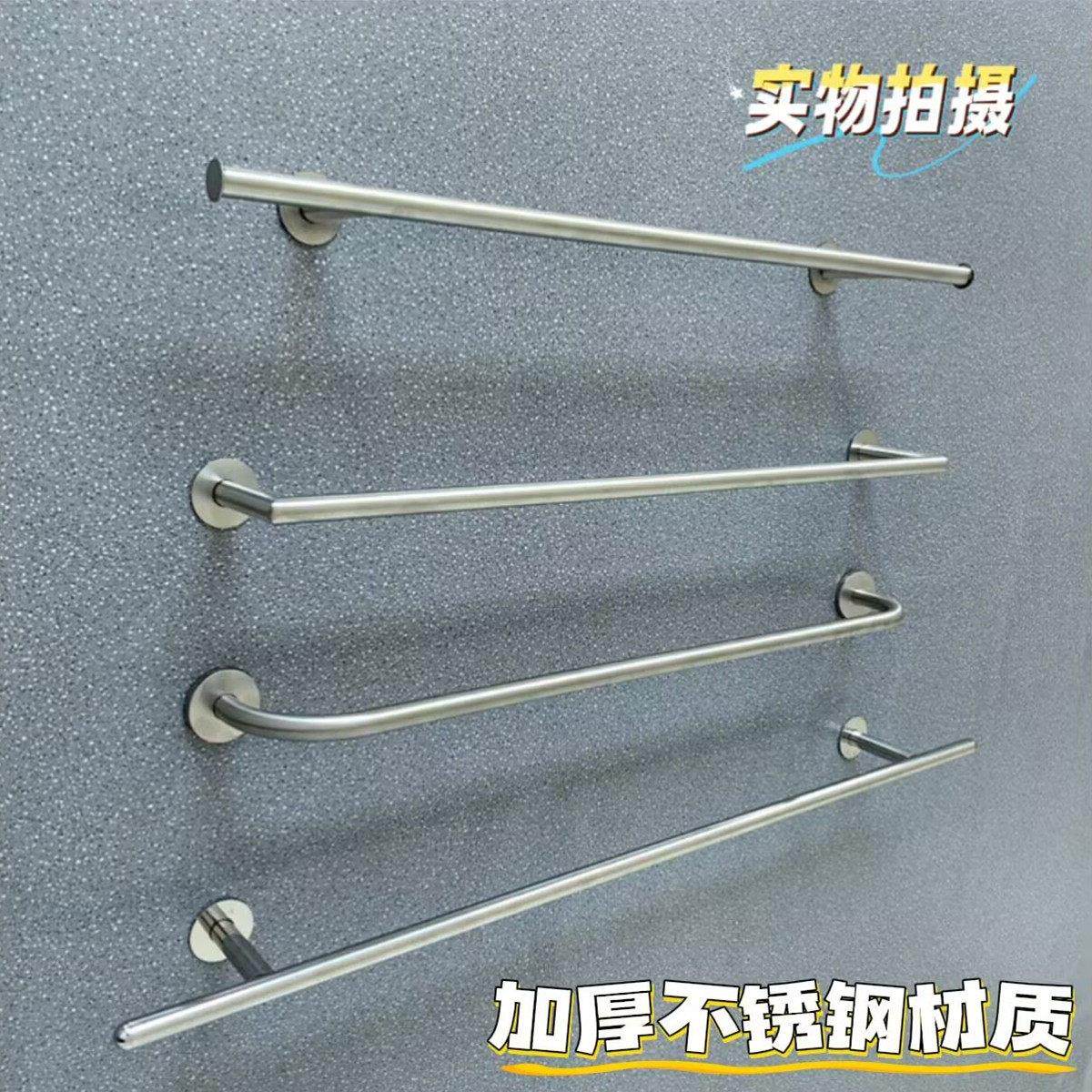 服装店不锈钢上墙正挂墙上展示架银色加厚简约陈列货架壁挂式挂杆