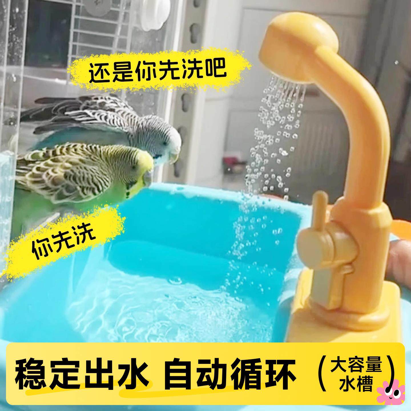 鹦鹉洗澡盆洗澡神器自动循环小太阳玄凤淋浴小鸟虎皮专用外置大号