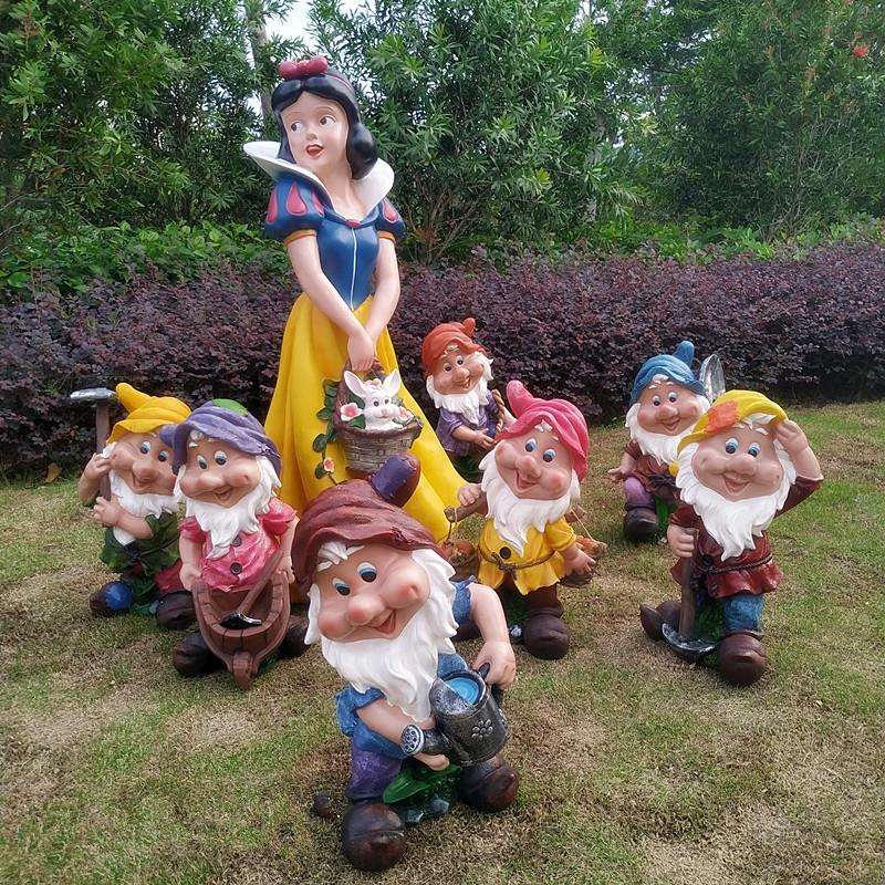 1.2米白雪公主和7小矮人摆件园艺小品雕塑幼儿园装饰品卡通工艺品