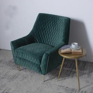 美式轻奢单人沙发椅老虎椅现代北欧简约客厅阳台卧室丝绒复古实木