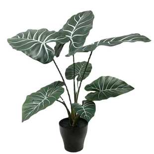 仿真绿色盆裁大叶片装饰绿植北欧客厅黑色白纹手感芋带盆单棵植物