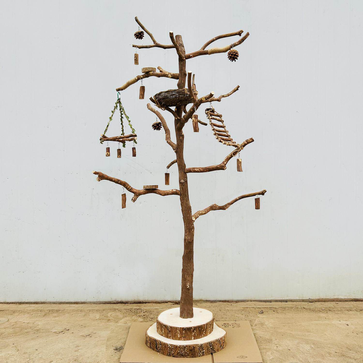 原木鸟架中大型鹦鹉站架树枝小鸟站杆玄凤牡丹太阳鸟用品鸟笼架子