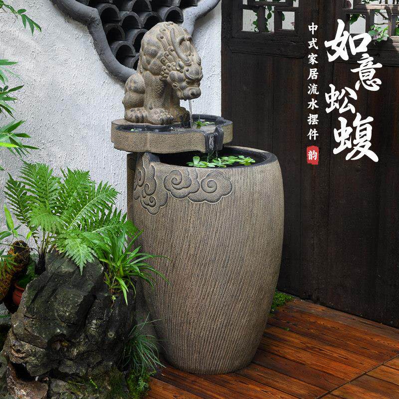 茶室中式户外流水摆件循环水系景观室外鱼池乔迁礼物庭院造景布置