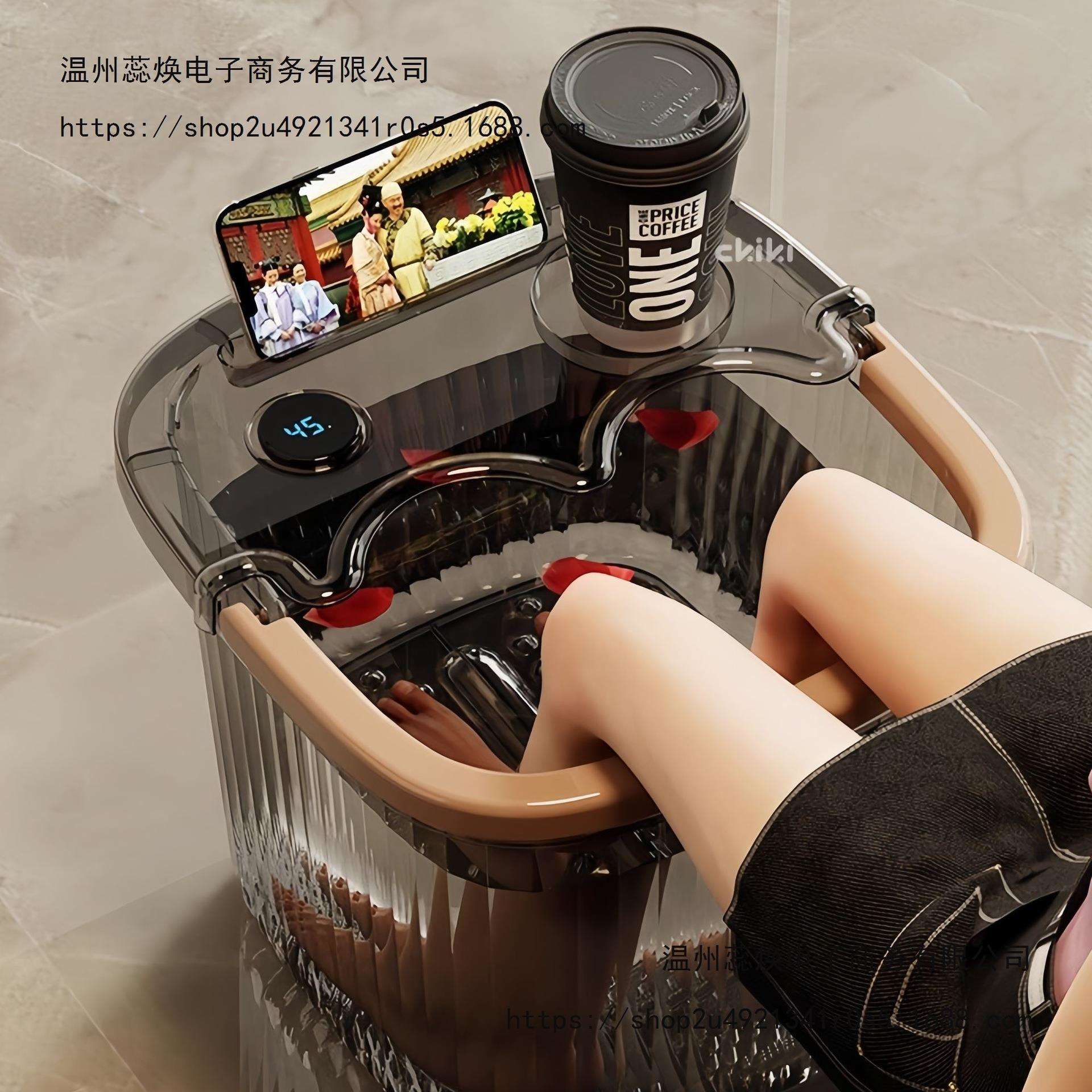 泡脚桶新款家用洗脚按摩养生足浴盆宿舍过小腿保温高深桶带盖水桶