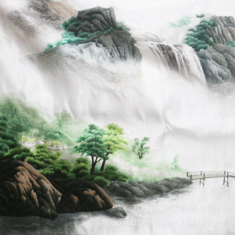 苏绣绣片客厅办公室会议室酒店大装饰画刺绣山河风景画