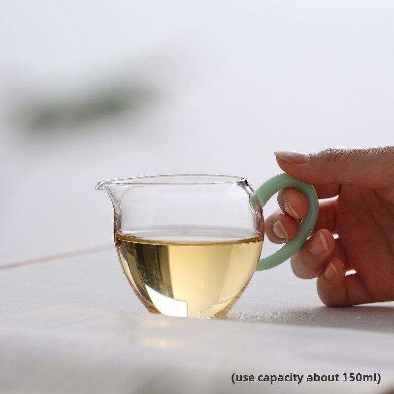 日本手工公平杯玻璃耐热茶隔板小茶海均匀杯家用倒茶杯茶道配件