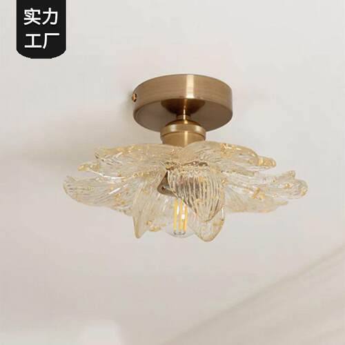 跨境花瓣过道玄关吸顶灯中古法式走廊灯简约复古莲韵入户灯具中山