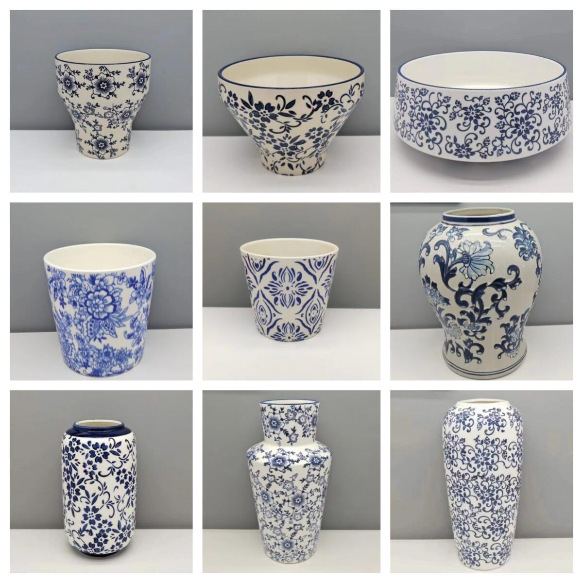陶瓷青花花瓶花器家居摆饰样板房瓷器手工插鲜花干燥花博古架装饰