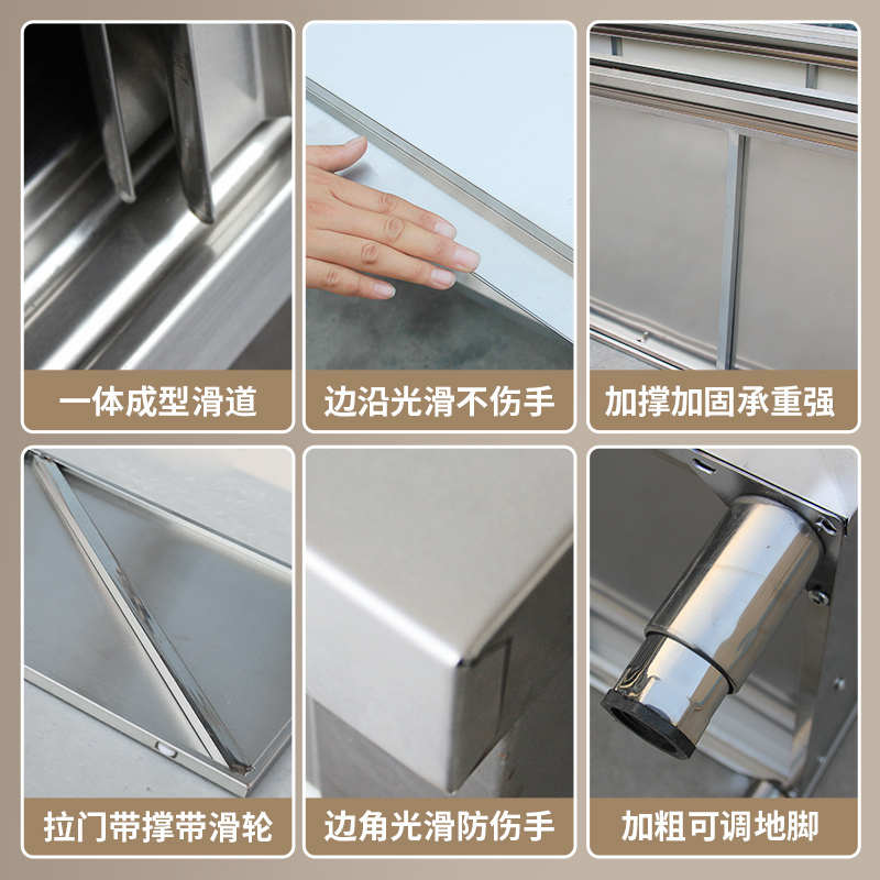 不锈钢焊接拉门工作台厨房桌子打荷操作台切菜商用台面案板柜