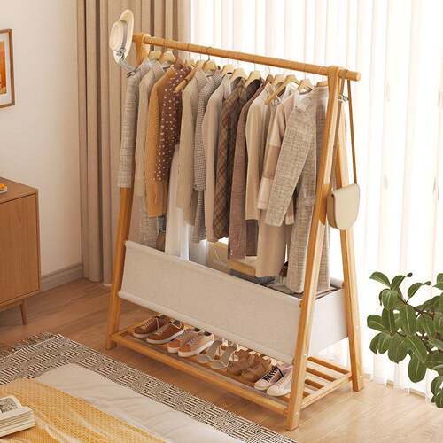 落地衣架可折叠衣帽架卧室家用挂衣架简易置物架立式晾衣架帽子架