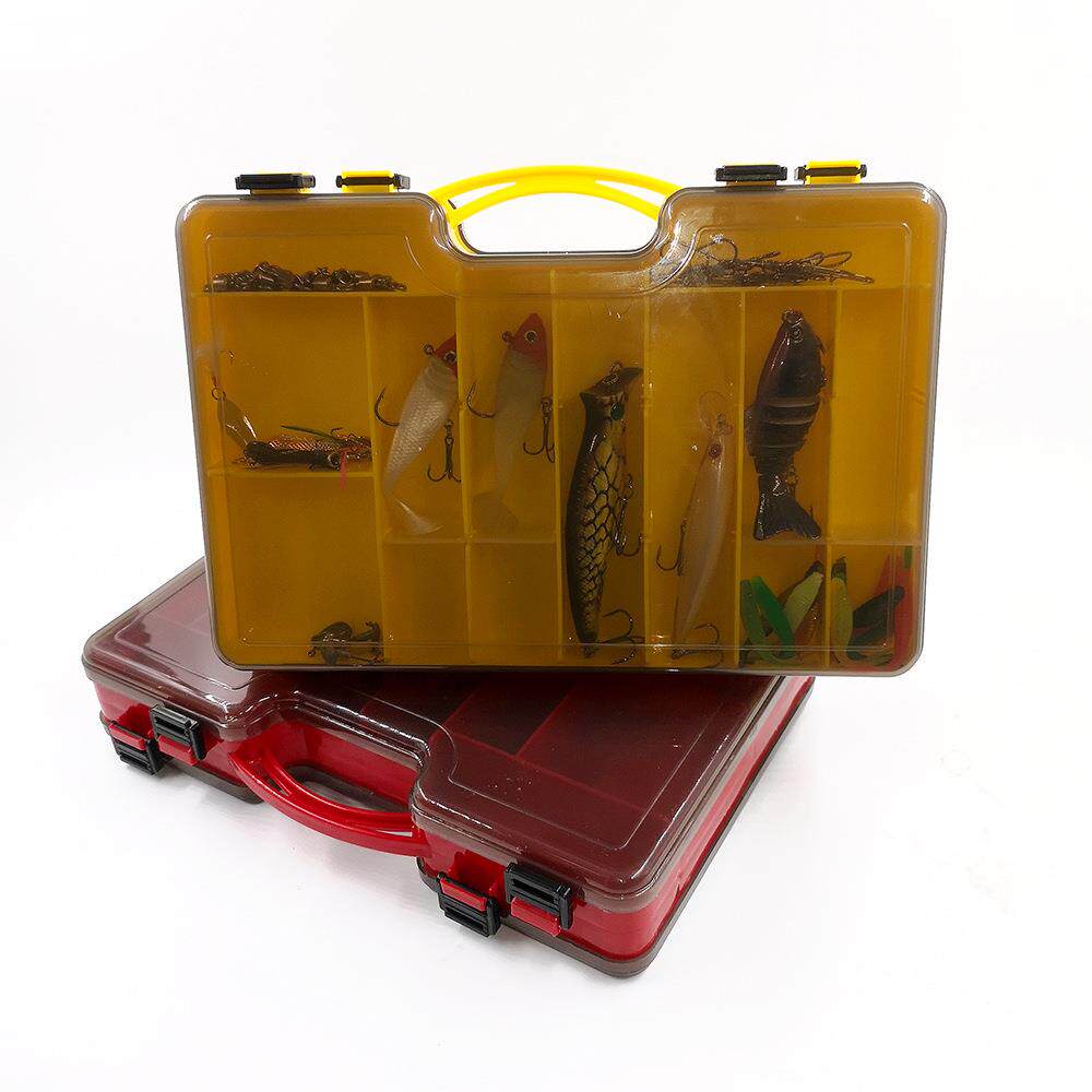 跨境热销手提双层路亚盒两面装路亚饵收纳盒假饵配件储物盒渔具盒