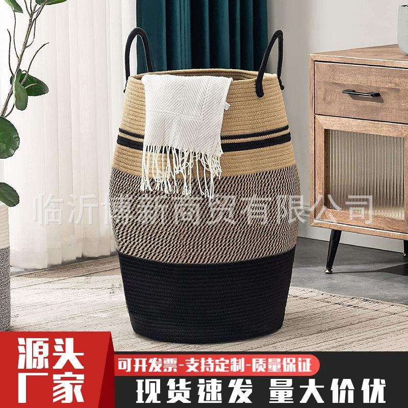 家用脏衣篮北欧酒店大号编织收纳筐脏衣篓棉绳折叠玩具置物收纳篮