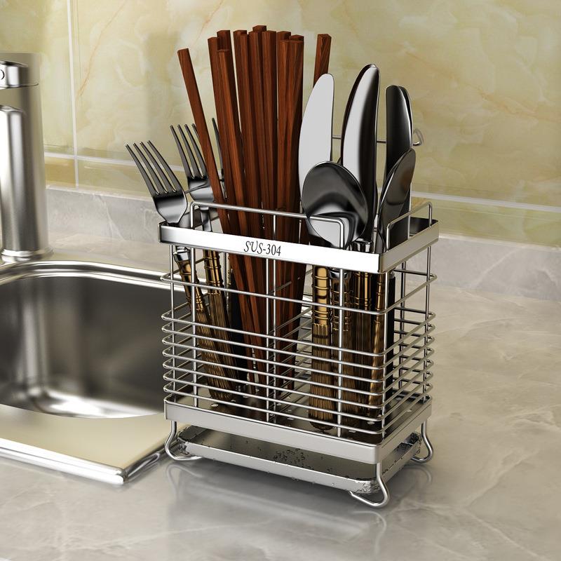 厨房304不锈钢筷子筒餐饮具收纳架沥水筷子筒置物架