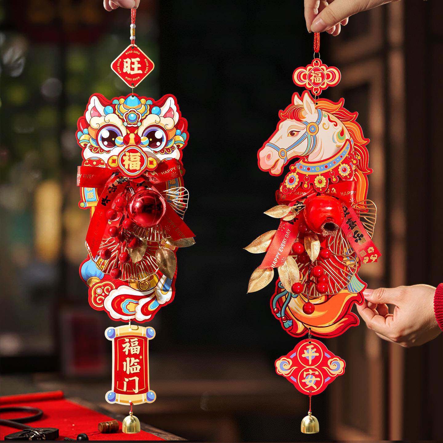 2026新款马年装饰品春节过年氛围布置店铺商场门把手新年挂件墙饰