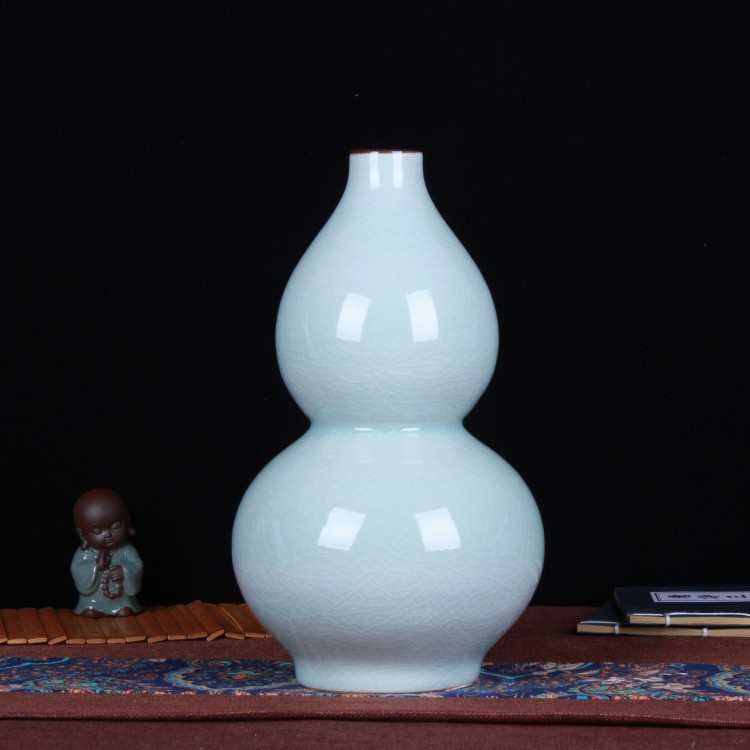 景德镇陶瓷工艺品 批发仿古开片葫芦瓶 陶瓷花瓶时尚葫芦摆件批发
