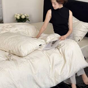 2简约现代风云感超柔厚织提花全棉三四件套四季 单双人床品家纺 款