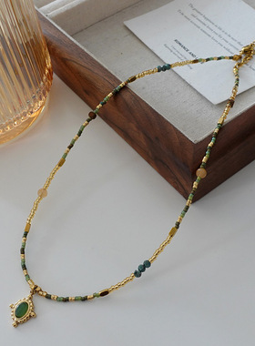 碧玺秋虎眼串珠项链高级毛衣项链