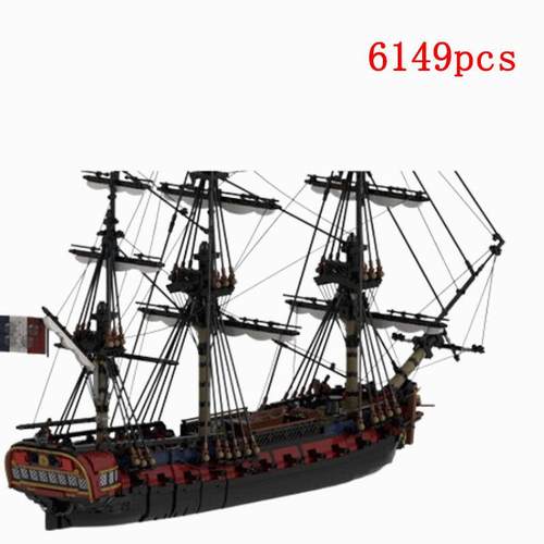 1小颗粒拼装积木MOC-144875法国28门炮护卫舰船模型玩具高难度