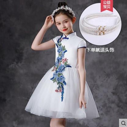 高档元旦表演服装舞中国风大合唱生中小学主持人蹈蓬蓬裙节纱裙演