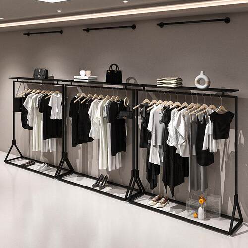 衣服展示架服装店落地铁艺黑色卧室家用挂衣架专用组合女装店货架