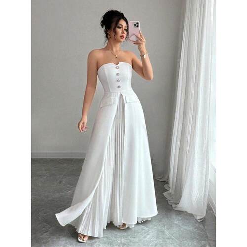 Y 44856 Plus Size White Dresses 大码白色女士连衣裙跨境外