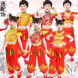 六一儿童打鼓服红色喜庆演出服盛世欢腾幼儿，腰鼓中国风舞蹈男女童