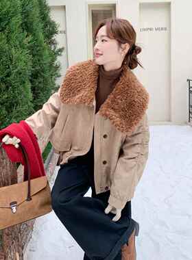 新羊毛拼b297-189款接羔羽绒绒服