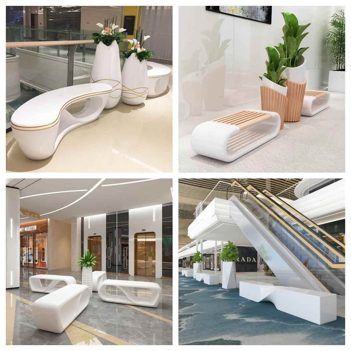 玻璃钢座椅商场休闲云朵鹅卵石组合坐凳户外异形长椅子圆树池