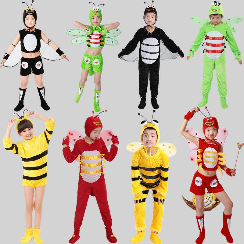 儿童小蜜蜂演出服幼儿园小动物蝴蝶小蜻蜓苍蝇蟋蟀蜜蜂卡通表演服