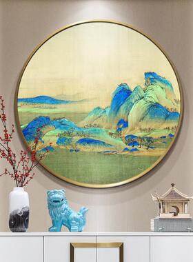 网红新中式水墨里江千形图装玄关饰画饭厅挂画风景油画茶山室书房