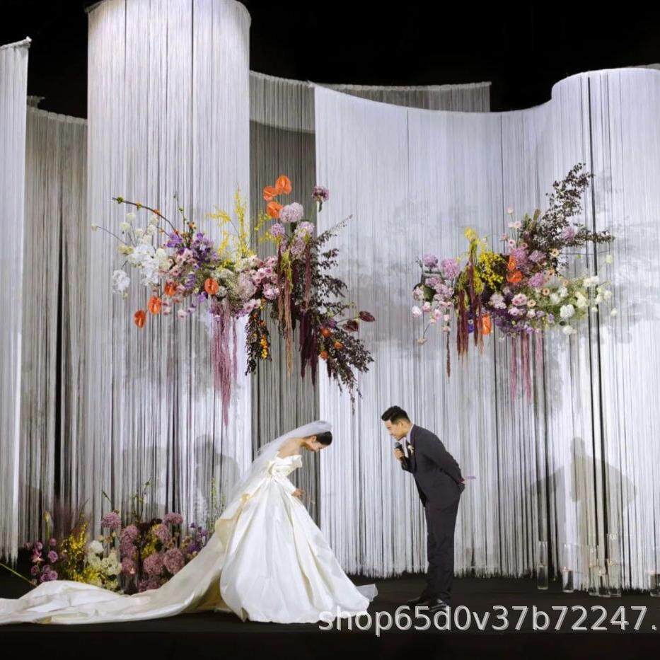 加高加密韩式纯线帘婚礼婚庆加密流苏门帘家用客厅隔断帘玄关装饰