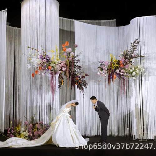 加高加密韩式纯线帘婚礼婚庆加密流苏门帘家用客厅隔断帘玄关装饰