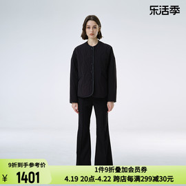 INSPIRE&STORIES 波浪纹压线女士秋冬款无领设计短款棉服外套