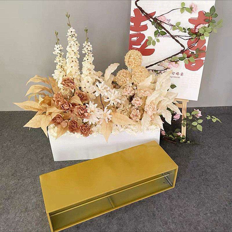 婚庆铁艺花槽秀场风婚礼路引花排底座花盒婚礼堂t台布置花箱道具图片