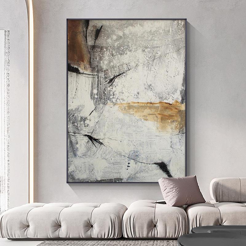 新款直销侘寂风后现代轻奢客厅玄关装饰画意式抽象油画风背景墙壁