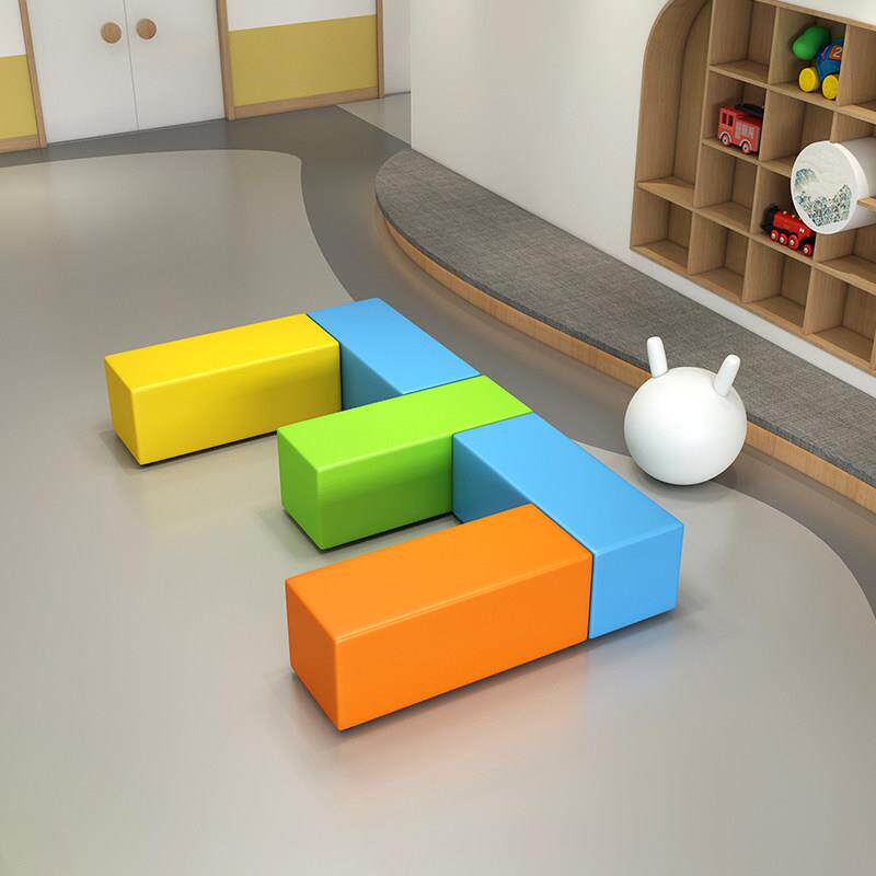 幼儿园早教中心培训机构琴行大厅家长等候休息区长条形软包沙发凳