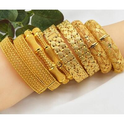 24K gold plated bracelet Dubai bride Gold Bracelet 沙金手镯