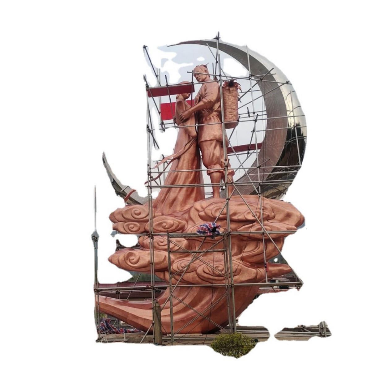 铜雕塑牛郎织女景观雕塑紫铜锻造铜浮雕材料手工锻造龙